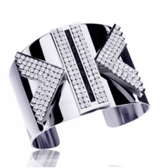 Atelier Swarovski Karl Lagarfeld KK Silver Cuff. Karl Lagarfeld Hip Chic Cuff. - Picture 1 of 16